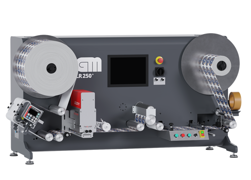 GM Finishing label rewinder LR250+ with inspection and web tension control