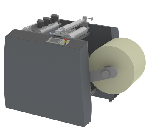 LRW500 Rewind Unit - The entire module is electronically synchronized and capable of communicating with a variety of printing systems