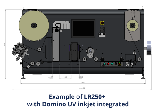 Example of GM Finishing label inspection rewinder with Domino UV inkjet integrated